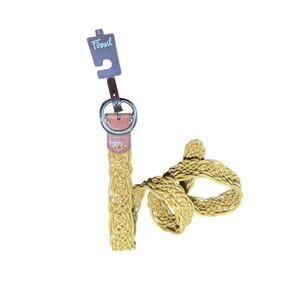 Fossil Braided Belt Mustard Yellow Woven Leather Trim Size L NWT Boho Hippie